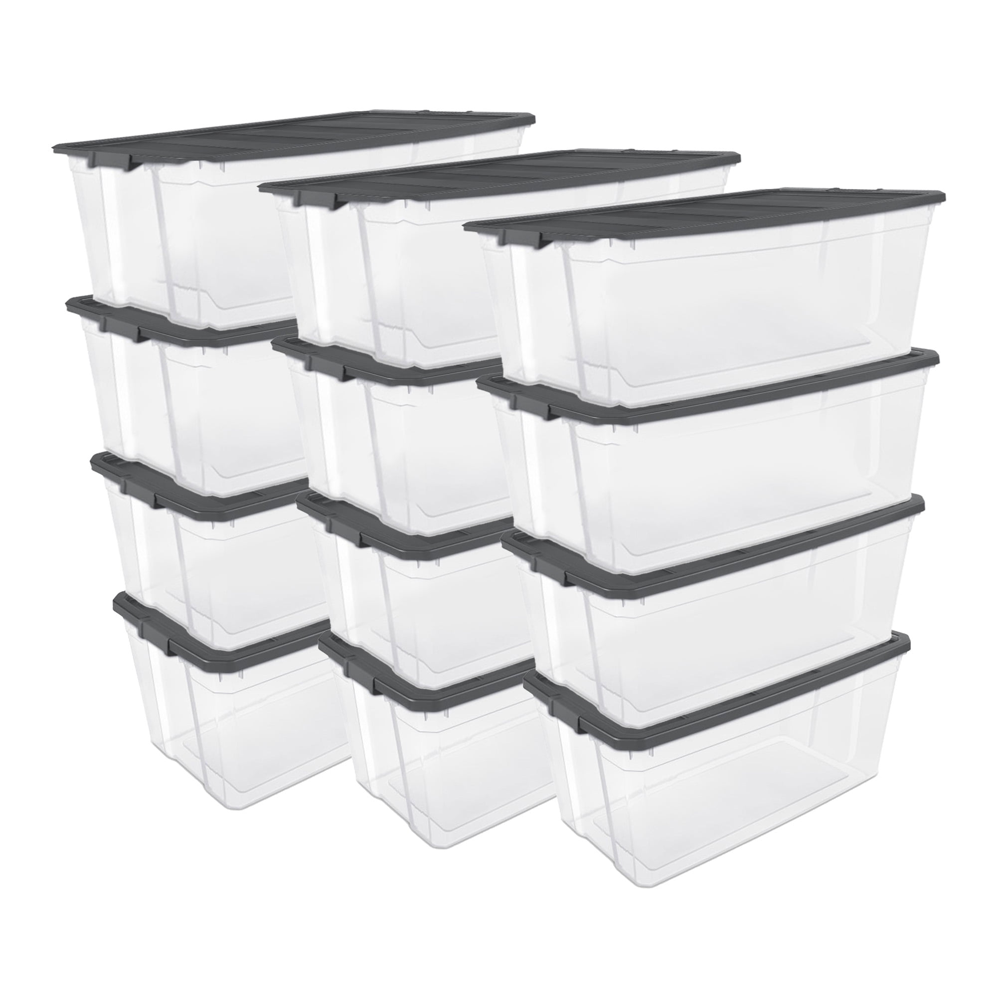 Sterilite Boîte de Rangement Transparente Empilable à Loquet de 200 Pintes, Lot de 12