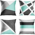 thumbnail image 1 of Set of 4 Throw Pillow Covers Modern Abstract Stripe Simple Geometric Acrylic Bold Decorative Pillow Cases Home Decor Square 18x18 Inches Pillowcases(Grey Teal), 1 of 5