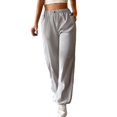 thumbnail image 1 of Womens Elastic Waist Wide Leg Casual Work Pants with Pockets, 1 of 5
