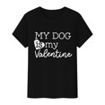 thumbnail image 4 of Tittly T-Shirts pour Femmes T-Shirts Graphiques Saint-Valentin Mon Chien Est Mon Valentin Imprimé Chandail Décontracté Imprimé Col Rond T-Shirt Chandail pour Femme T-Shirt T-Shirts Chemises Hauts pour Femmes Noir 3TG, 4 of 8