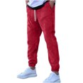 thumbnail image 3 of Ceisia Men Solid Color Loose Casual Pants Elastic Waist Drawstring Sports Gift Work Trousers, 3 of 7