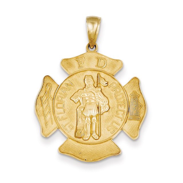 14K Yellow Gold Large St. Florian Badge Pendant