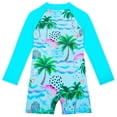 thumbnail image 4 of Girls Rash Guard Swimsuit Floral Printing Sun Protection Long Sleeve Kids Bathing Suits Girls 5-6Years Girl Fashion, 4 of 9
