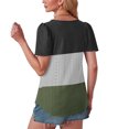 thumbnail image 3 of Plebaso Hauts pour Femmes Chemises à Oeillets à Blocs de Couleur Manches Courtes T-Shirts Amples Décontractés Col Rond Blouses Tendance, 3 of 6
