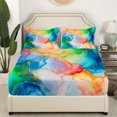 thumbnail image 3 of Watercolour Maple Sheet Set Golden Glitter Bed Sheets Set Colorful Artwork Stone Pattern Sheets King Size Modern Soft Microfiber Bedding Set With 2 Pillow Cases, 3 of 7