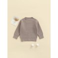 thumbnail image 3 of Faithtur Toddler Baby Round Neck Long Sleeve Solid Color Rib Knit Sweaters, 3 of 9
