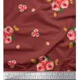 thumbnail image 1 of Soimoi Tissu en Coton Cambric Imprimé Feuilles & Roses par Yard 56 Pouces de Large, 1 of 3