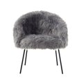 thumbnail image 2 of Inspired Home Elsa Chaise d'Appoint en Fausse Fourrure, Gris, 2 of 9