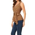 thumbnail image 4 of INSPIRE CHIC Women's Summer Tops Sleeveless V Neckline Wrap Tie Waist Tops M Brown, 4 of 6