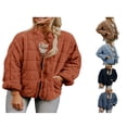 thumbnail image 5 of Women Stand Collar Quilted Jackets Long Sleeve Solid Color Full Zip Padded Jackets, 5 of 5