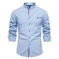 thumbnail image 2 of RXIRUCGD Chemise Blouse pour Homme, Mode Décontractée, Couleur Unie, Manches Longues, Col Rabattu, Bleu Pâle, Taille : 2TG, 2 of 9