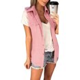 thumbnail image 1 of LUXUR Ladies Vest Lapel Collar Tanks Button Down Coat Comfortable Denim Solid Color Outwear Top Pink M, 1 of 9