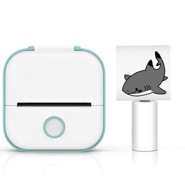Mini Printer Sticker Printer Portable Thermal Printer Inkless Sticker Maker Machine Bluetooth Printer Phone Printer,1 x Mini Printer 1 x thermall paper 1 x USB cable,Green