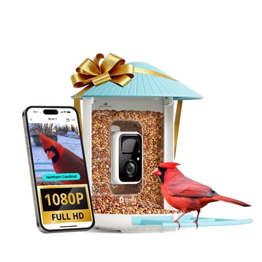 Birdfy Smart Bird Feeder with Camera for Bird Feeding and Watching - 1.5 lb Capacity, Blue