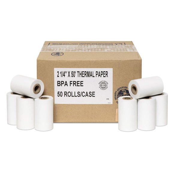 2-1/4 X 50 Thermal Paper Verifone Vx520 Ingenico ICT220 ICT250 FD400 50 BPA Free Rolls by Rollxy