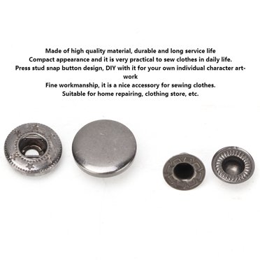 Bouton-pression, 10 Pcs Bouton-Pression en Métal 15mm Construction Robuste