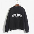 thumbnail image 2 of HNMKIU Women's Tops Autumn Winter O Neck Solid Color Printed Long Sleeve Pullover Sweatshirt, 2 of 4