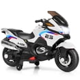 thumbnail image 1 of Gymax 12V Electric Kids Ride On Motorcycle w/ Training Wheels White, 1 of 9