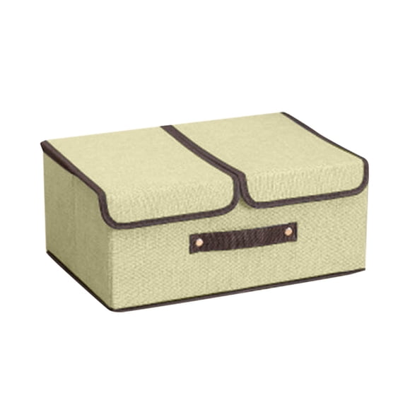 Storage Cube with Lids - Linen/PU Leather Handles, Foldable/Sturdy, for Clothes/Shoes/Baby Items, Home/Closet
