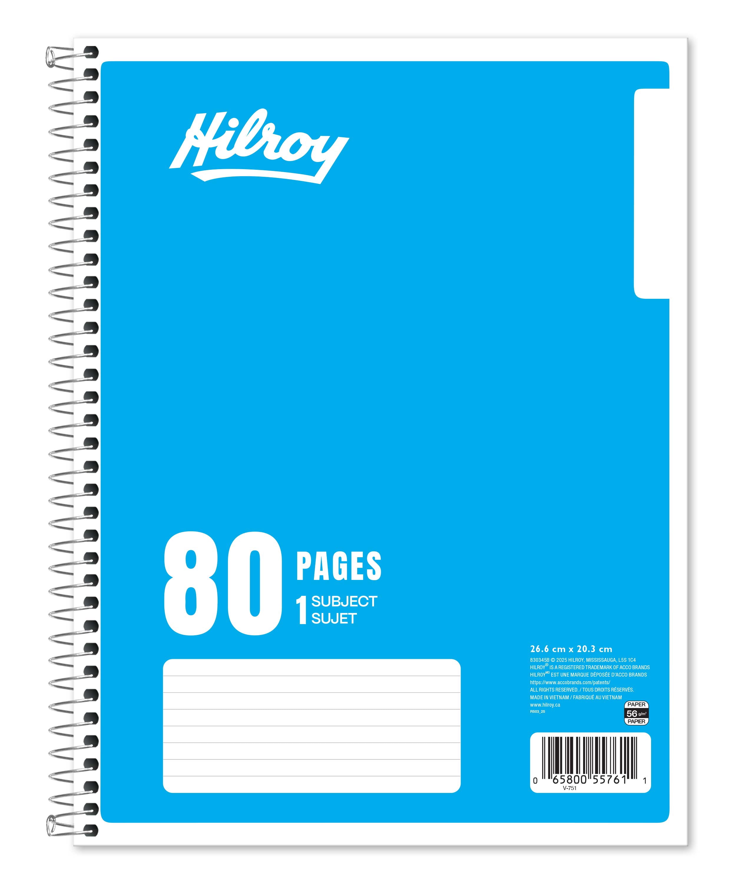 Hilroy 1 Subject 80pg Notebook Light Blue