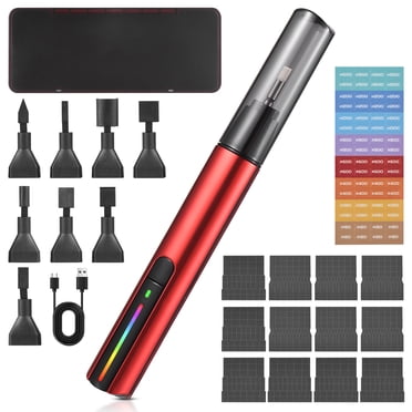 Reciprocating Detail Sander Tool with 8pcs Sanding Head 3 Speed Adjustable Colorful Light Cordless USB Charging Electric Pen Sander with 12 Sheet Self-Adhesive Sandpaper and Storage Box