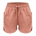 thumbnail image 4 of Cameland Women Summer Drawstring Elastic Waist Casual Solid Shorts Short Pants, 4 of 5