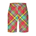 thumbnail image 3 of Diufon Men's Casual Shorts Spring Summer Wide Leg Loose Plaid Printed Elastic Waisted Drawstring Sport Shorts, 3 of 4