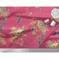 thumbnail image 2 of Soimoi Pink polyester Crepe Fabric Black Berry & Yellow Sparrow Bird Print Fabric by Yard 52 Inch Wide, 2 of 3