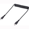 thumbnail image 1 of StarTech.com 20in (50cm) USB C Charging Cable, Coiled Heavy Duty Fast Charge & Sync USB-C Cable, USB 2.0 Type-C Cable, Rugged Aramid Fiber, Durable Male to Male USB Cable, Black (R2CCC-50C-USB-CABLE), 1 of 4