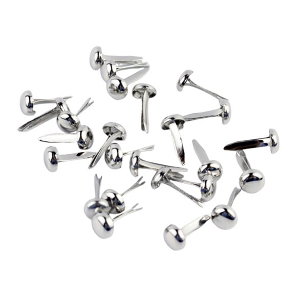 Attaches en Papier, Lot de 100, Attaches à Tête Ronde pour Projets de Bricolage, 6x12 mm Argent
