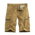 thumbnail image 3 of BADHUB Shorts Cargo Multi-Poches pour Jeunes Hommes Fermeture Éclair Bouton Ripstop Shorts de Travail Robustes pour Randonnée en Plein Air Kaki m, 3 of 5