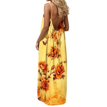 Elvqul Maxi Dress for Women Scoop Neck Summer Dresses Boho Holiday Tunic Pullover s Sleeveless Dress, Sizes S-5X