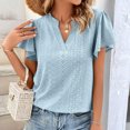 thumbnail image 4 of Birdeem Womens Spring and Summer Gold Lace Stitching V-Neck Solid Color Bottom T-Shirt Hollow Top, 4 of 8