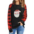 thumbnail image 1 of Femmes Manches Longues Chemises Col Rond Pull-Over Sweat-Shirt Motif Raglan Casual Tunic Tops Chemise Imprimée de Noël, 1 of 5