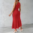 thumbnail image 4 of Womens Summer Halter Dress Hollow Out A Line Vacation Dresses with Eyelet Embroidery & Side Slit, L, 4 of 7