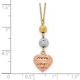 thumbnail image 2 of Diamond2Deal 14K Collier Chaîne Ropa Tricolore Perles Dorées et Cœur 18 Pouces pour Femmes, 2 of 4