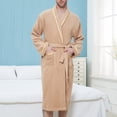 thumbnail image 4 of Penkiiy Robe en Molleton Peignoir Homme Uni Décontracté Garder au Chaud Poche Robe de Nuit Peignoir L Café, 4 of 6