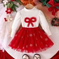 thumbnail image 2 of NIEWTR Ensemble de Noël pour Enfants, Robe de Noël pour Tout-Petits et Bébés Filles, Bandeau, Robe Tutu en Molleton pour Enfants avec Père Noël, Manches Longues, Robes de Fête de Noël (2-3 Ans, Rouge), 2 of 7