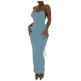 thumbnail image 1 of Birdeem Robe Longue d'Été pour Femmes Couleur Unie Mode Aguichant Dos Ouvert à Lacets Soutien-Gorge Robe à Col Suspendu, 1 of 7