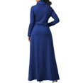thumbnail image 3 of ZANZEA Robe Longue Unie pour Femmes, Soirée, Nœud, Manches Longues, Poches, 3 of 6