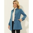 thumbnail image 2 of INSPIRE CHIC Manteau Long d'Hiver pour Femme à Col Peter Pan, à Simple Boutonnage, Bleu Uni, TP, 2 of 5