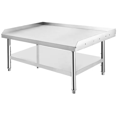 Heavy-Duty Stainless Steel Work Table, 60"x30"x24" with Adjustable Legs & Spill Containment for Restaurants, Hotels & Food Trucks