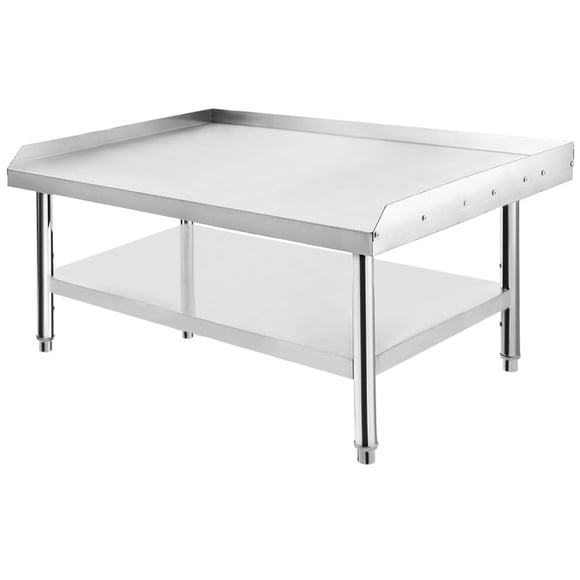 Heavy-Duty Stainless Steel Work Table, 60"x30"x24" with Adjustable Legs & Spill Containment for Restaurants, Hotels & Food Trucks