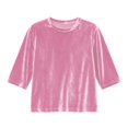 thumbnail image 4 of AWZXDE T-Shirt en Velours pour Filles à Manches 3/4, Doux, Col Rond, Hauts Décontractés pour Filles, T-Shirt de Base Confortable 3-14 Ans, 4 of 4