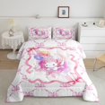 thumbnail image 2 of Erosebridal Ensembles de Couettes Axolotl Roses Format Double, Couettes et Duvets Nœud de Rêve, Déco Kawaii d'Animaux de Dessin Animé, 3 Pcs, 2 of 7
