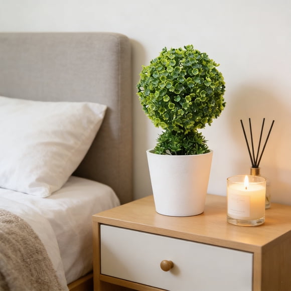 Artificial Potted Plants Money Tree Grass Ball Bonsai Home Decor Floral Ornaments Creatives Mini Round Ball Devise Suitable For Indoor Tabletop Decoration