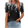 thumbnail image 1 of Pisexur Hauts pour Femmes, Hauts de Sortie pour Femmes & T-Shirt à Manches Courtes Col Rond Imprimé, Haut Ample, Hauts de Printemps pour Femmes Noir, P, 1 of 6