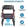 thumbnail image 4 of Rollator Walker for Seniors with Seat,  Adjustable Height and 8" Wheels, Foldable Walker with Locking Hand Brake and Storage Bag Support Up to 300 lbs, 4 of 8