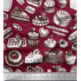 thumbnail image 1 of Soimoi Moss Georgette Fabric Cupcake,Donut & Cookies Food Decor Fabric Printed Yard 42 Inch Wide, 1 of 3