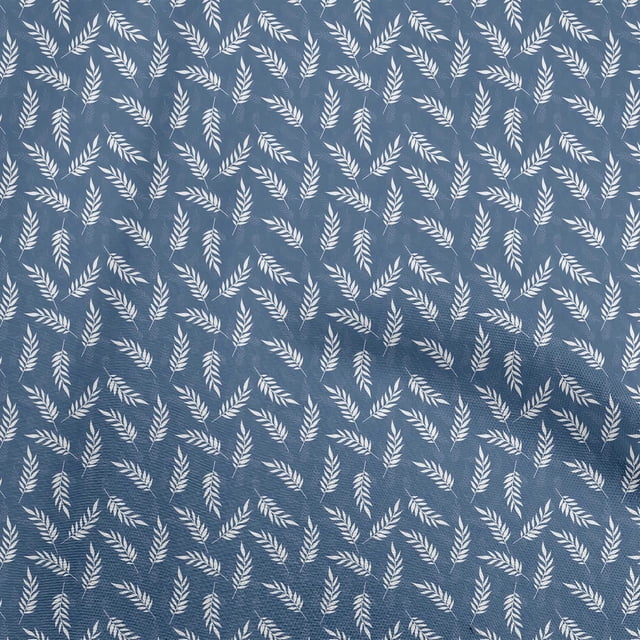 oneOone Polyester Spandex Medium Blue Fabric Leaves Sewing Craft Projects Fabric Prints By Yard 56 Inch Wide
